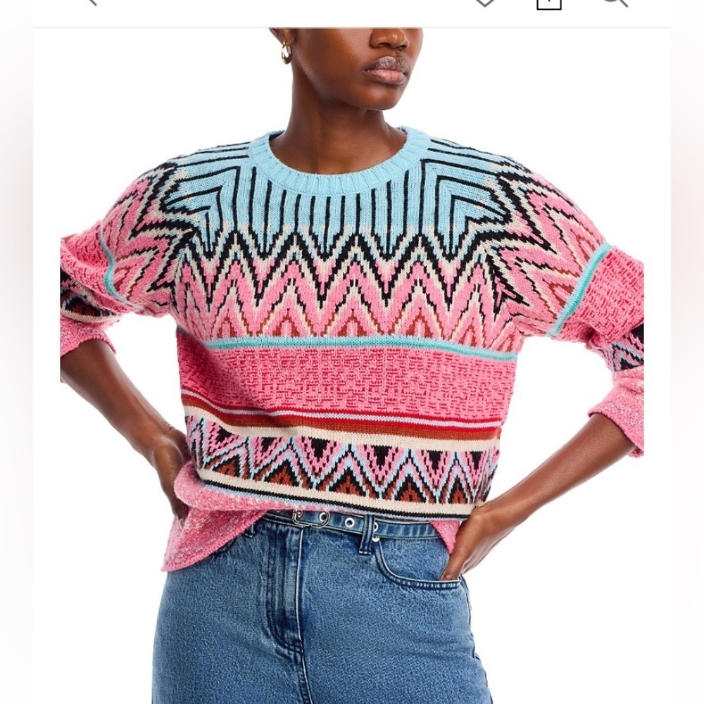 Aldo Martins Shira Sweater Pink and Blue Patterned Sweater size M
